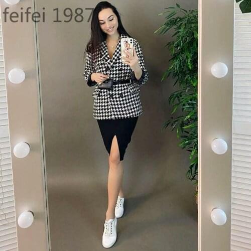 2020 New Autumn and Winter Breeze Suit Woolen Coat Female Tide Ins Woolen Coat Thickened with Belt+bag