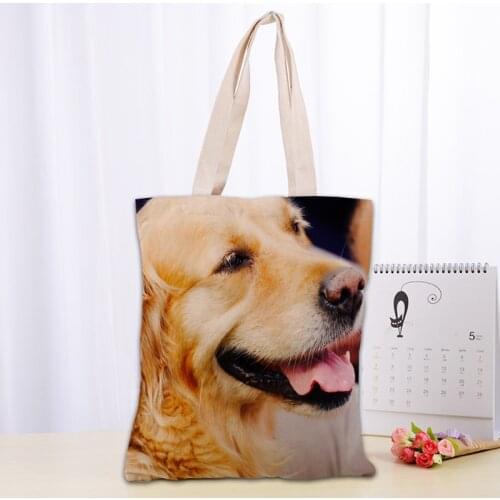 Golden Retriever Dog Tote Bag Women Canvas Fabric Bags Eco Reusable Shopping Bag Traveling Beach Casual Useful Shoulder Bag 1208