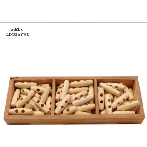 10PCS Horn Toggle Buttons Natural Wooden Button with 2 Holes Sewing Supply for Craft, DIY, Clothing Accessories Beige 3/4/5/6 cm
