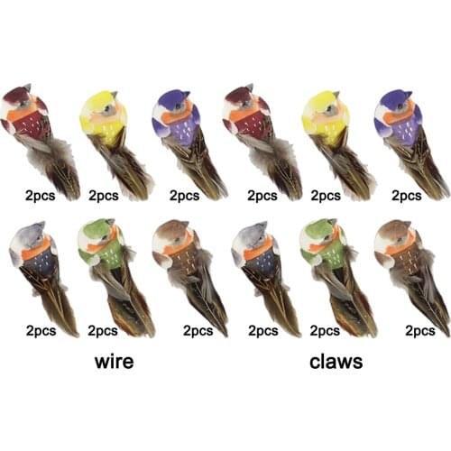 12Pcs Creative Foam Feather Artificial Bird Model Imitation Birds Figurine Home Outdoor Garden Wedding Decoration DIY Ornament