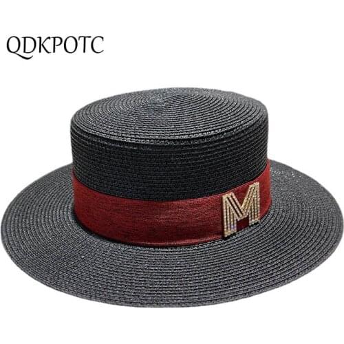 2021 Cap Summer New Women Rhinestone Straw Sun Hats Fashion Europe America Seaside Vacation Sun Protection Jazz Hat QDKPOTC