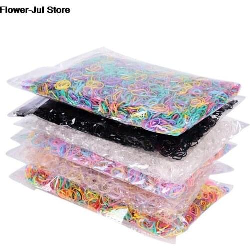 3000pcs/bag Baby TPU Hair Holders Rubber Bands Elastics Girls Tie Gum Stationery Holder Band Loop School Office Supplies