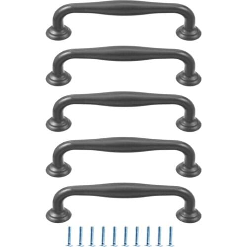 Zinc alloy wardrobe door cabinet drawer double hole black handle furniture black handle 5 Pack