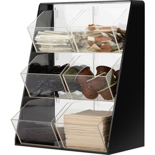 High capacity food beverage store acrylic storage rack bar condiment multi-layer split straw cup box multi-funtional shelf