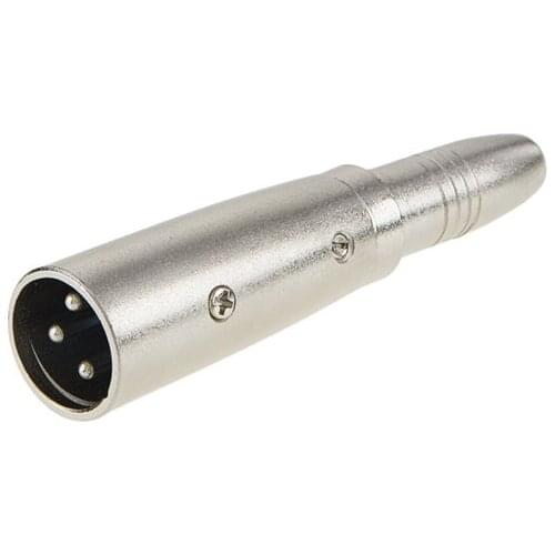 XLR 3 Pin Male to 1/4" 6.35mm Female Jack Socket Audio Adapter, Silver