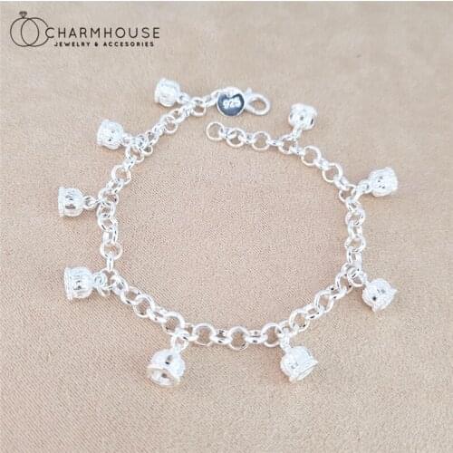 Pure Silver Chain Bracelets For Women Crowns Charm Bracelet & Bangle Wristband Pulseira Femme Statement Jewelry Accessories Gift