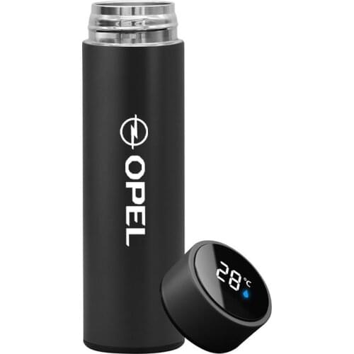Car Water Bottle For OPEL 500ml Smart Thermos Mug Bottle LED Temperature Display Vacuum Flasks Tea Coffee Thermo Cups Travel