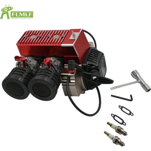 Engine Parts 58CC Gasoline Engine Double Cylinders Kit with Spark Plug Set for 1/5 HPI ROVAN KM BAJA Losi 5ive T FG GoPed RedCat