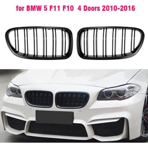 For BMW F10 5 Series 520i 523i 525i 530i 535i 2010+ Glossy Black Dual Slat M5 Style Front Kidney Grille Grill