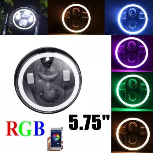 5-3/4'' RGB motorcycle headlight Multi-Color White Red Blue Green LED Halo Angel Eye Headlights 5.75inch LED Projection Headlamp