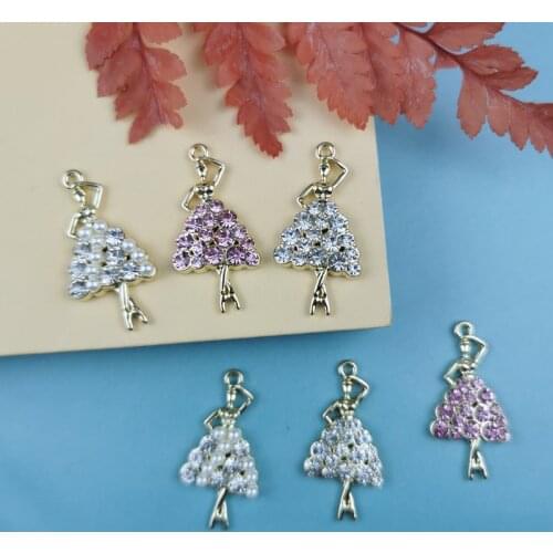 JeQue 10pcs/lot Girl Ballet Dancer Charms Earring Making DIY Fashion Rhinestone Ballerina Pendant Metal For Jewelry Accessories