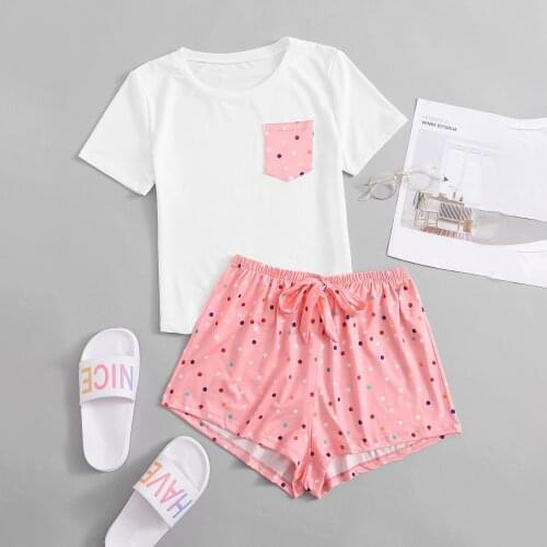Womens Sleepwear Cute Cartoon Print Short Set Pajamas For Women Pajama Set Sweet Short Sleeve T Shirts & Shorts Summer Pijama