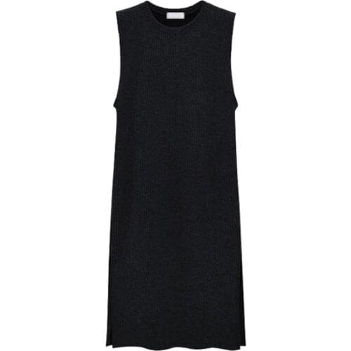 Woman Sweaters Plus Size Dresses 2021 Fashion Sleeveless Knitted Straight Dress Runway Casual Loose Vest Dress Women Clothing