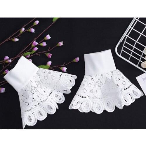 Korean Vintage Detachable Flare Sleeve Fake Cuffs Hollow Out Embroidery Floral Lace Lolita Knitted Sweater Decorative Wristband