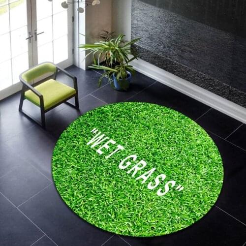 Wet Grass Pattern Round Rug, Green Round Carpet, Circle Area Rug, Modern Round Carpet, Popular Rug, Themed Rug, Home Decoration