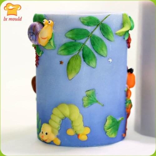 LXYY Cylindrical candle cartoon silicone mold / doll birthday candle mold insect