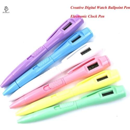 6 colors Cute Electronic Clock Ball Point Pen Gifts Prizes for Kids Civil Servants School Office Digital Watch Ballpoint pen