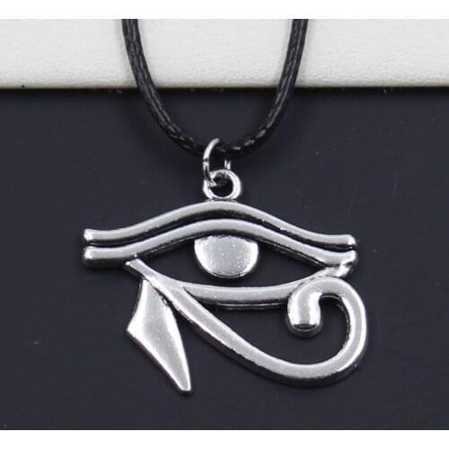 New Durable Black Faux Leather Eye Of Horus Cord Choker Charm DIY Necklace Pendant Retro Boho Tibetan Silver Color