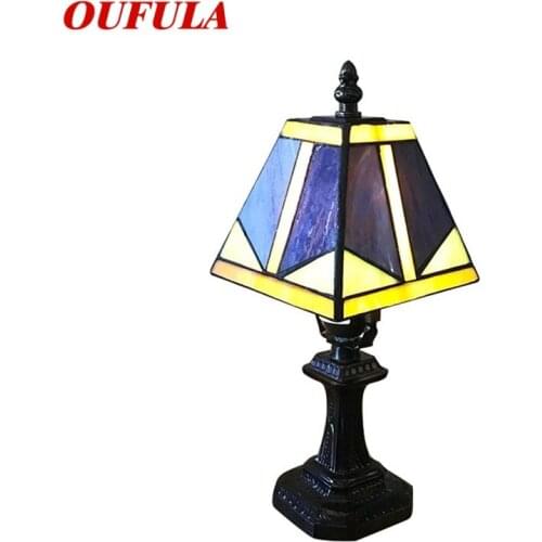 OUFULA Tiffany Table Lamps Bedside Modern Creative Decoration LED Light For Home Indoor
