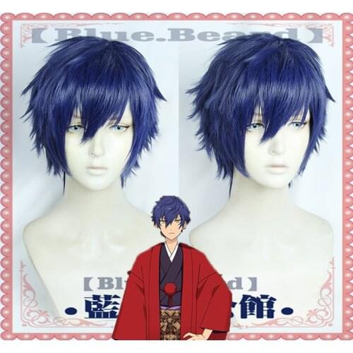 Ensemble Stars Cosplay Wigs Sazanami Jun Blue Layered Fluffy Short Heat Resistant Synthetic Hair Anime Costume Play Wig + Wig Ca