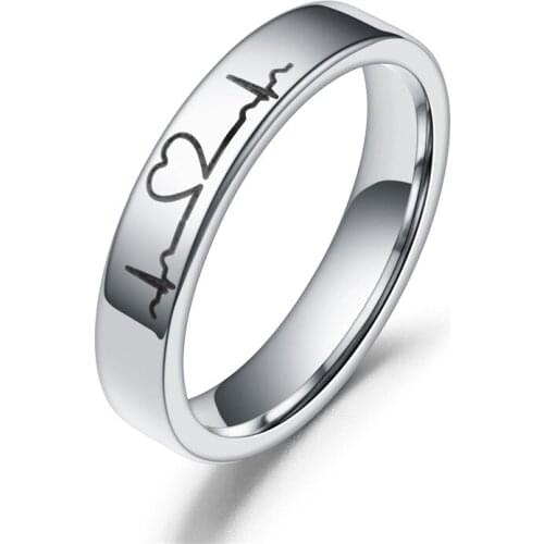 MIQIAO 2021 Simple Couple Alloy Ring Black Label ECG Male And Female Pair Ring Jewelry Confession Proposal Valentines Day Gift