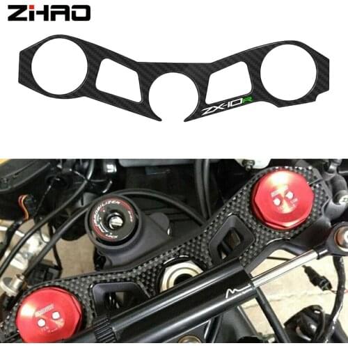 Motorcycle Carbon Fiber Top Fork Yoke Protector for KAWASAKI ZX-10R ZX10R 2011 2012 2013 2014 2015 Racing Sticker