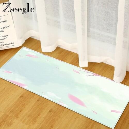 Zeegle Rectangle Floor Mat Carpet for Living Room Bathroom Rug Polyester Non Slip Washable Floor Mat Hallway Absorption Carpet