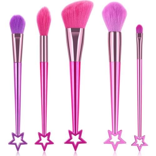 Pink Makeup Brushes Set Eye Shadow Foundation Powder Eyeliner Eyelash Lip Star Make Up Brush Cosmetic Beauty Tool Kit 5pcs
