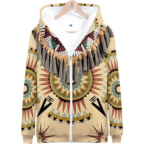 2020 American Indian Men/Women Zipper Hoodies 3D Print Fashion Casual Sweatshirt Long Sleeve Coat Zipper Hooded Clothes