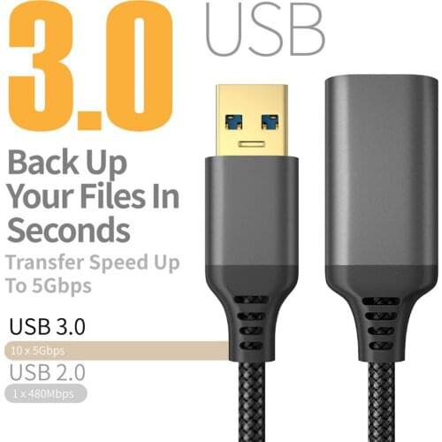 USB 3.0 Extension Cable Cord 2M USB 3.0 Male To USB-C Female Data Charging Cable Extender Cord For Macbook PC Laptop