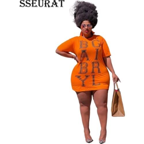 SSEURAT Plus Size Letter Print O-neck Short Sleeve Top for Women Streetwear Casual T-shirt Style Summer 2021