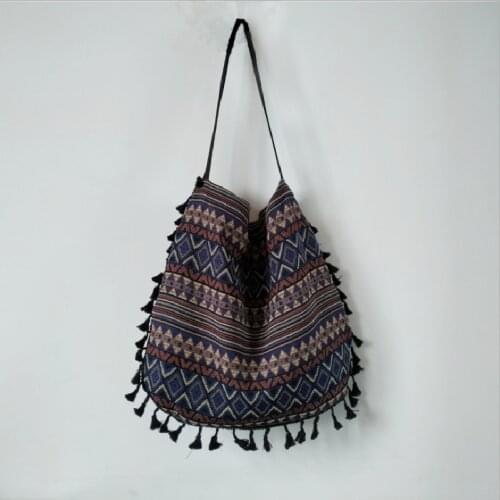 Women Handbag Retro Ethnic Style Shoulder Bag New Tassel Cotton Casual Large-capacity Canvas Tote Bag Сумка Женская Через Плечо