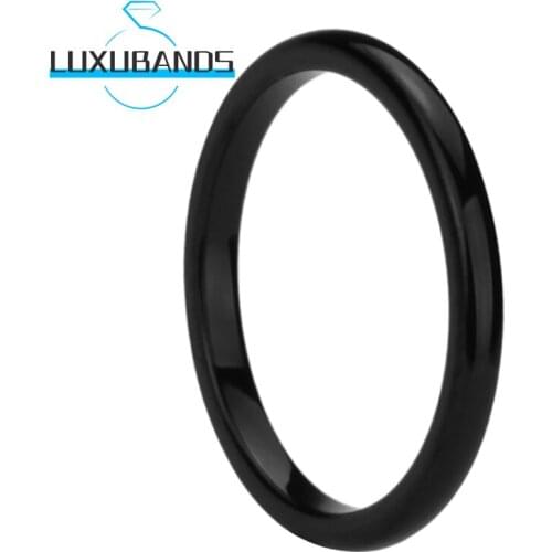 Womens Black 2MM Tungsten Carbide Rings For Men Engagement Wedding Domed Bands Polished Finished Comfort Fit