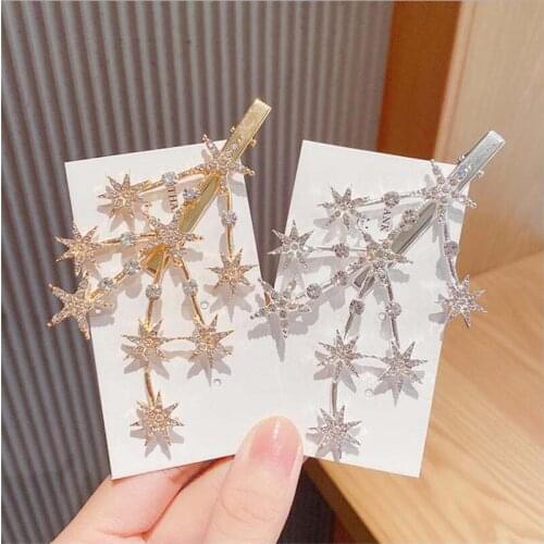 Women Luxury Elegant Shining Full Stars Silver Gold Hair Clips Sweet Hair Ornament Headband Hairpin Fashion Hair Accessories