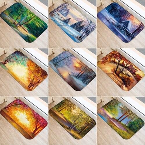 1 Pcs 40*60cm Forest Pattern Anti-Slip Carpet Door Mats Doormats Outdoor Kithchen Bathroom Living Room Floor Mat Rug