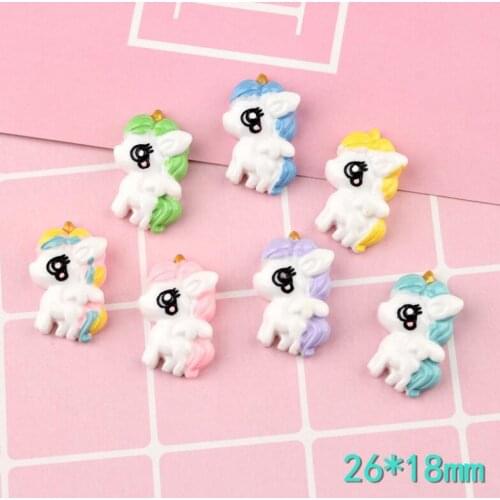 10pcs/lot Kawaii Cartoon Unicorn Resin Flatback Cabochons Scrapbooking DIY For Phone Decoration Supplies Embellishment