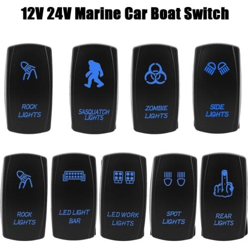 12V 24V ON-OFF Blue LED SPST Carling Switch Car Boat Truck Rocker Switch 1pc 5 Pin Marine Switch Universal