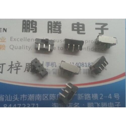 20PCS/lot NSS508-012N-AFAT1T-A Taiwan straight plug 3-pin 2-speed toggle switch side dial slide switch pin 9.5*3.5*5