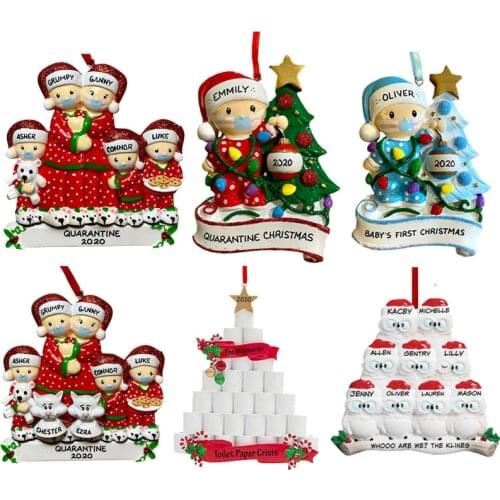 2021 Family Christmas Tree Hanging Pendant PVC Snowman Car Pendant Christmas Ornaments DIY Name Blessing Festival Decoration