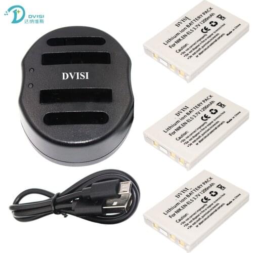 DVISI 3pcs 1200mAh EN-EL5 ENEL5 Camera Battery with USB Charger for Nikon Coolpix P80 P90 P100 P500 P510 P520 Digital Camera