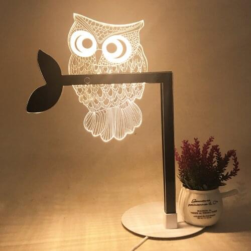 3D stereoscopic creative Desk Lamps acrylic LED night lamp cat bedside bedroom decorative table lamp owl eye protection lamp