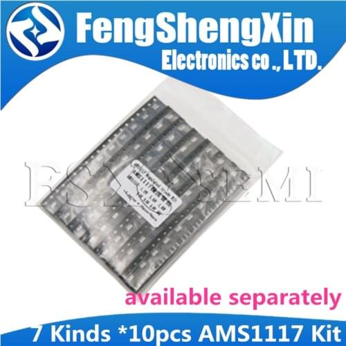 7values *10pcs=70pcs AMS1117 Voltage Regulator Kit 1.2V/1.5V/1.8V/2.5V/3.3V/5.0V/ADJ 1117 AMS1117-3.3