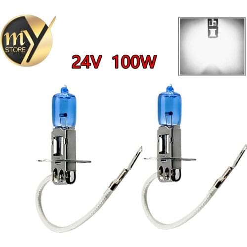 2pcs 24V H3 100W auto halogen bulbs Car Light Source parking Head Fog Lamps White Headlight Lamp High Power Super Bright