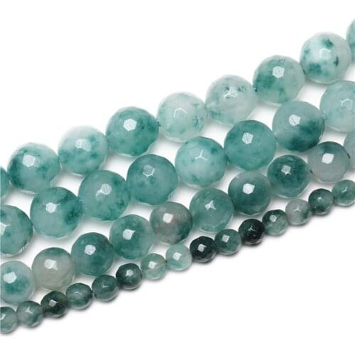 Natural Stone Beads Blue and white Jades Round Loose Beads For Jewelry Making 4/6/8/10/12mm DIY Handmade Bracelets