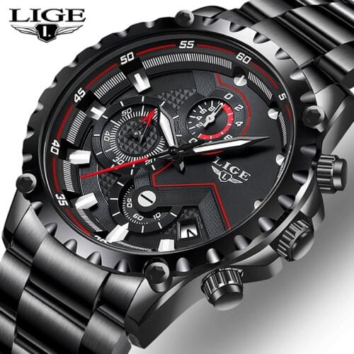 LIGE 2020 New Quartz Mens Watches Multifunction Sport Chronograph Watch Men Top Luxury Brand Wrist Watch Male Relogio Masculino