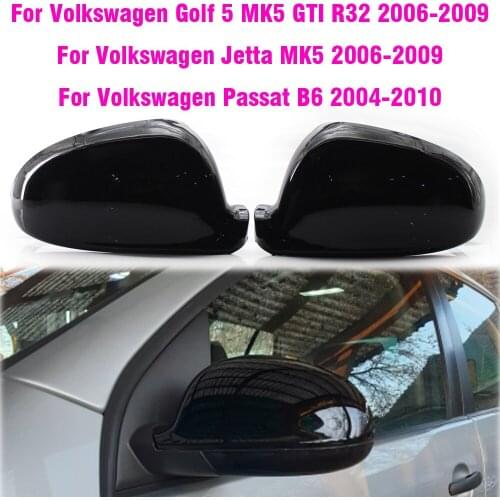 Rearview Mirror Covers For Golf MK5 GTI Jetta 5 Passat B6 B5.5 ABS Carbon Fiber Gloss Black