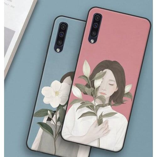 For Samsung Galaxy A50 Case girl flower soft silicone phone Case For galaxy A50 A 50 A505 A505F SM-A505F casing Protective cases