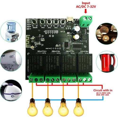 Four Channel WiFi Smart Dimmer Switch Compatible with Assistant Home Voice