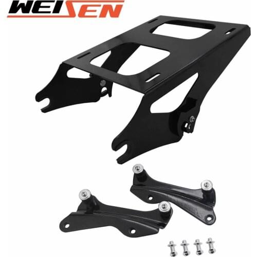 For Harley Touring 2014-2019 Gloss Black Two-Up Tour Pack Pak Mount Luggage Rack Quick-Detach & 4 Point Docking Hardware Kit