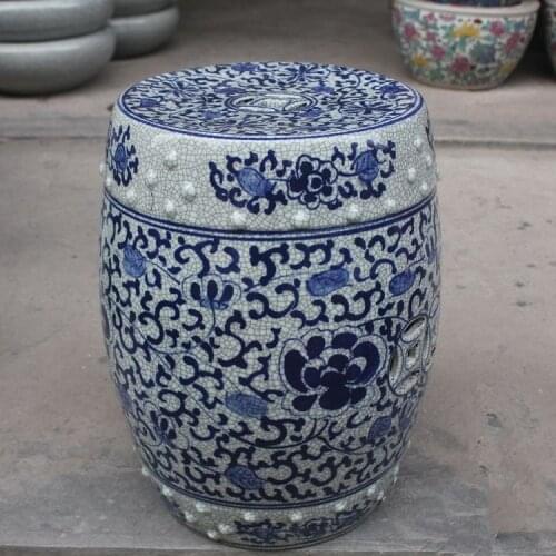 Porcelain Jindezhen Chinese ceramic drum stool bathroom dressing blue ceramic garden stool